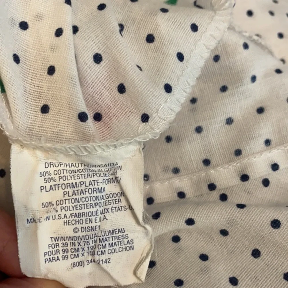 Vintage 90s Disney Mickey Mouse Twin Bed Skirt Polka Dot Stars Dust Ruffle